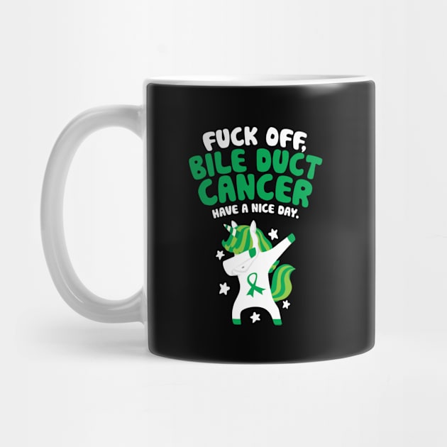 Funny Fuck Off Bile Duct Cancer Quote Dabbing Unicorn by jomadado